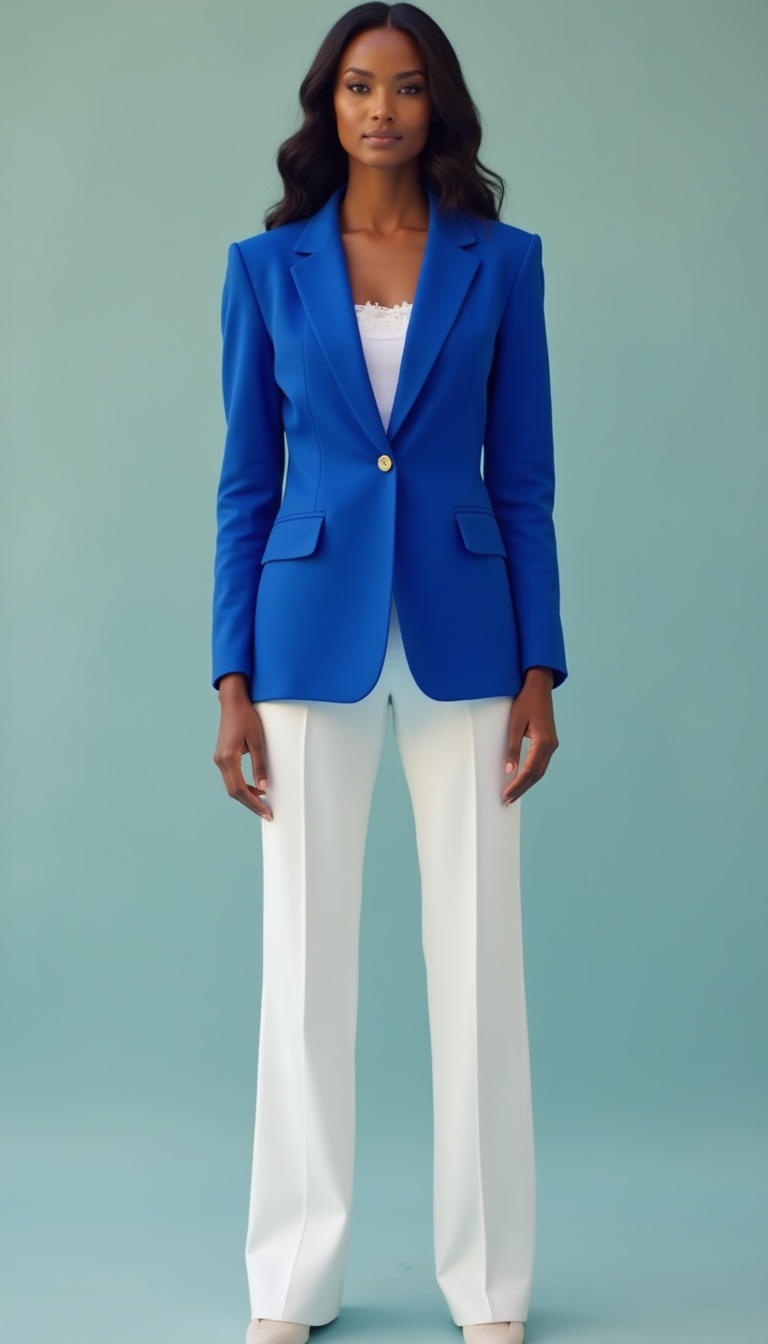 look3_1781216679_file Cobalt Blue Blazer & White Trousers: Mastering the Bold Power Suit Look for Summer 2026